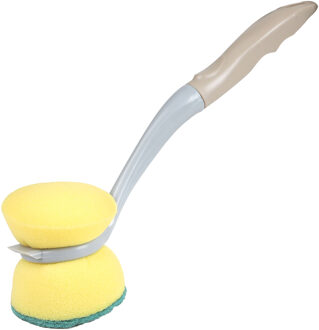 Urban Living Afwasborstel met schuurspons - kunststof - beige - ophang lus - Afwas borstel