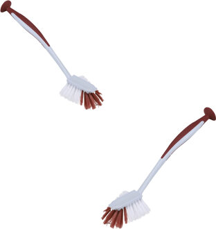 Urban Living Afwasborstel met zuignap - 2x - kunststof - rood - Afwas borstel