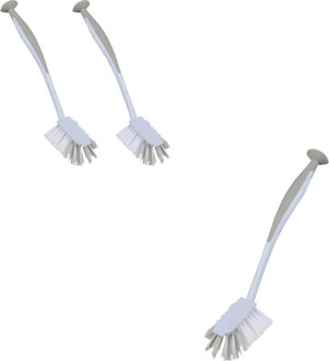 Urban Living Afwasborstel met zuignap - 3x - kunststof - grijs - Afwas borstel