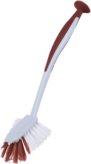 Urban Living Afwasborstel met zuignap - kunststof - rood - Afwas borstel