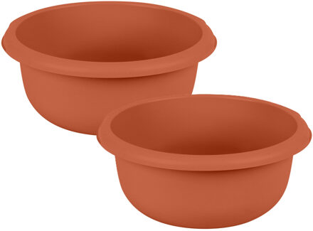 Urban Living Afwasteil - 2x - kunststof - 10 Liter - D34 x H13 cm - terracotta - teiltjes