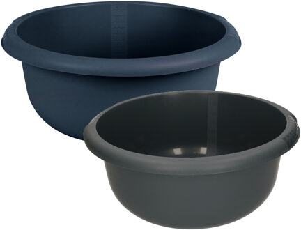 Urban Living Afwasteilen set - kunststof - 10/15 Liter - donkerblauw - teiltjes