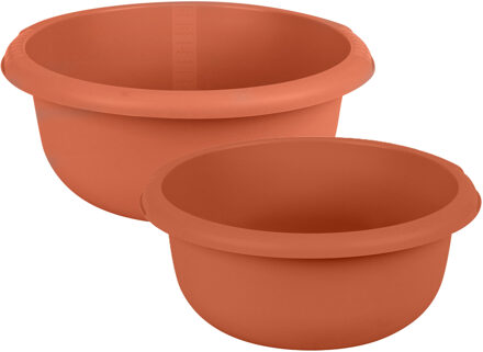 Urban Living Afwasteilen set - kunststof - 10/15 Liter - terracotta - teiltjes - Afwasbak