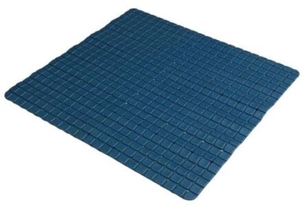 Urban Living Badkamer/douche anti slip mat - rubber - voor op de vloer - donkerblauw - 55 x 55 cm - Badmatjes