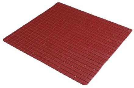 Urban Living Badkamer/douche anti slip mat - rubber - voor op de vloer - donkerrood - 55 x 55 cm - Badmatjes