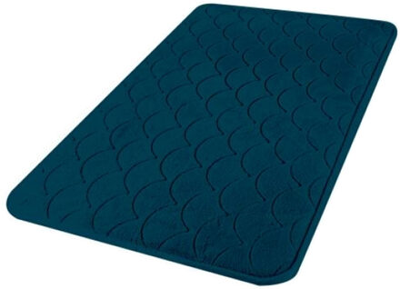 Urban Living Badkamerkleedje/badmat tapijt - memory foam - donkerblauw - 50 x 80 cm