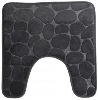 Urban Living Badkamerkleedje/wc badmat tapijt - memory foam - antraciet - 49 x 49 cm - Badmatjes Grijs