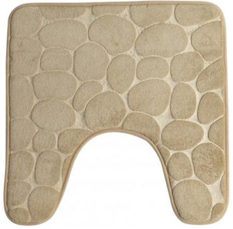 Urban Living Badkamerkleedje/wc badmat tapijt - memory foam - beige - 49 x 49 cm
