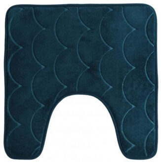 Urban Living Badkamerkleedje/wc badmat tapijt - memory foam - donkerblauw - 49 x 49 cm - Badmatjes