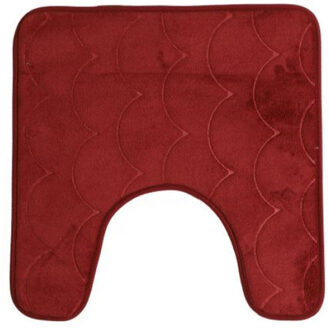 Urban Living Badkamerkleedje/wc badmat tapijt - memory foam - donkerrood - 49 x 49 cm - Badmatjes