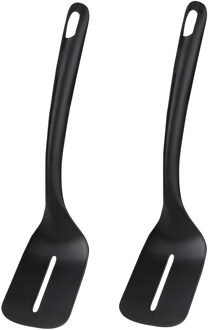 Urban Living Bakspatel - 2x - zwart - kunststof - 30 cm - Keukengerei - eieren/pannenkoeken bakken