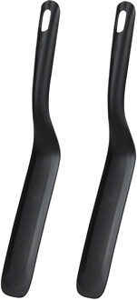 Urban Living Bakspatel smal - 2x - zwart - kunststof - 30 cm - Keukengerei - eieren/pannenkoeken bakken