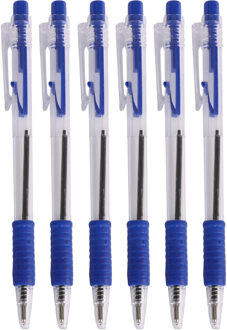 Urban Living Balpennen - 24x stuks - blauw - softgrip - kliksysteem