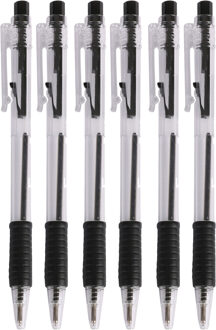 Urban Living Balpennen - 24x stuks - zwart - softgrip - kliksysteem