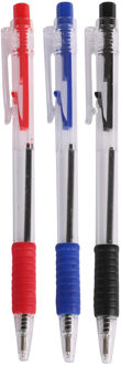 Urban Living Balpennen - 8x stuks - kleurenmix - rood - blauw - zwart - softgrip - Pennen