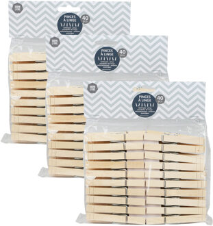 Urban Living Basic plus Size wasknijpers - 120x - bamboe hout - 8 cm - was ophangen