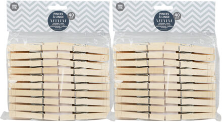 Urban Living Basic plus Size wasknijpers - 80x - bamboe hout - 8 cm - was ophangen