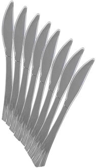 Urban Living BBQ/verjaardag/camping bestek - messen - 80x - stevig kunststof - 19 cm - zilver - herbruikbaar