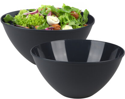 Urban Living Beslagkom/mengkom/salade schaal - 4x - 5 liter - kunststof - donkerblauw - D27 x H13 cm
