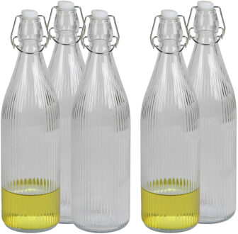 Urban Living Beugelfles/Weckfles - 10x - transparant glas - luchtdicht - 1 liter - waterfles