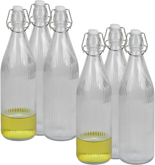 Urban Living Beugelfles/Weckfles - 12x - transparant glas - luchtdicht - 1 liter - waterfles