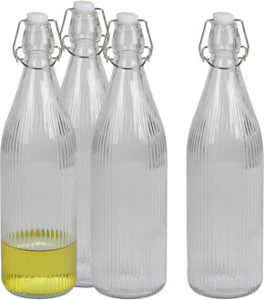 Urban Living Beugelfles/Weckfles - 8x - transparant glas - luchtdicht - 1 liter - waterfles