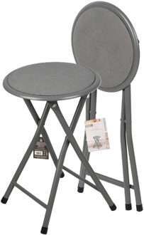 Urban Living Bijzet krukje - 2x - donkergrijs - metaal - 30 x 45 cm - inklapbaar - woonaccessoires