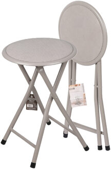 Urban Living Bijzet krukje - 2x - grijs - metaal - 30 x 45 cm - inklapbaar - woonaccessoires