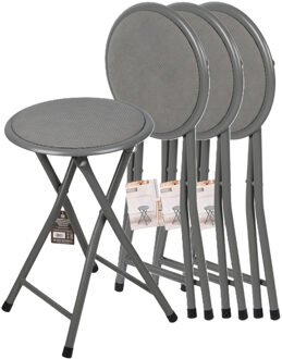 Urban Living Bijzet krukje - 4x - donkergrijs - metaal - 30 x 45 cm - inklapbaar - woonaccessoires