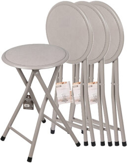 Urban Living Bijzet krukje - 4x - grijs - metaal - 30 x 45 cm - inklapbaar - woonaccessoires