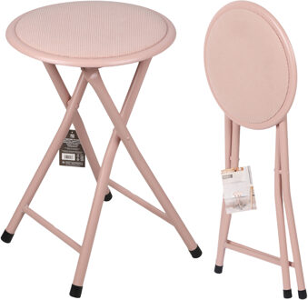 Urban Living Bijzet krukje - 4x - roze - metaal - 30 x 45 cm - inklapbaar - woonaccessoires