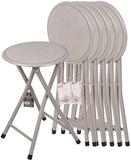 Urban Living Bijzet krukje - 6x - grijs - metaal - 30 x 45 cm - inklapbaar - woonaccessoires