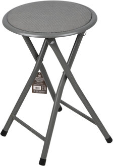 Urban Living Bijzet krukje - donkergrijs - metaal - 30 x 45 cm - inklapbaar - woonaccessoires