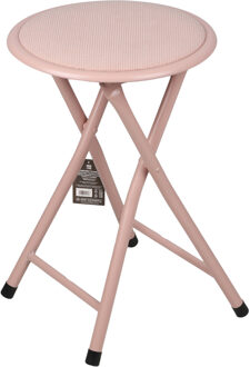 Urban Living Bijzet krukje - roze - metaal - 30 x 45 cm - inklapbaar - woonaccessoires
