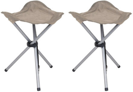 Urban Living bijzet krukje/stoeltje - 4x - Opvouwbaar - Camping/outdoor - D32 x H43 cm - Beige