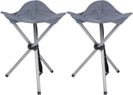 Urban Living bijzet krukje/stoeltje - 4x - Opvouwbaar - Camping/outdoor - D32 x H43 cm - Grijs
