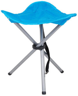 Urban Living bijzet krukje/stoeltje - Opvouwbaar - Camping/outdoor - D32 x H43 cm - Blauw
