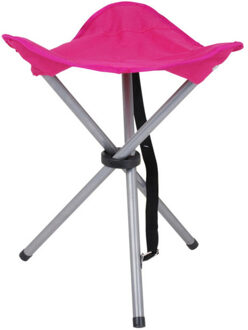 Urban Living bijzet krukje/stoeltje - Opvouwbaar - Camping/outdoor - D32 x H43 cm - Roze