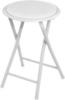 Urban Living Bijzet krukje - wit - metaal - 30 x 45 cm - inklapbaar - woonaccessoires