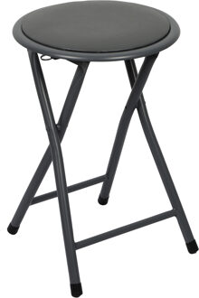 Urban Living Bijzet krukjes - antraciet - metaal/stof - D30 x H45 cm - opvouwbaar