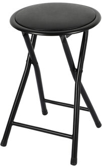 Urban Living Bijzet krukjes - zwart - metaal/stof - D30 x H45 cm - opvouwbaar