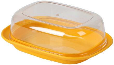 Urban Living Botervloot met deksel - geel/transparant - kunststof - 17 x 12 x 6 cm