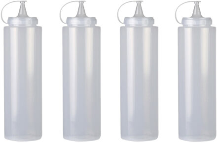 Urban Living Doseerfles/sausfles - 4x - kunststof - met schenktuit - 400 ml - 16 cm
