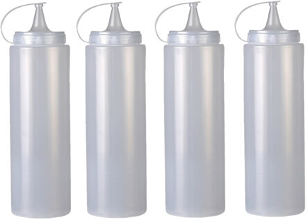 Urban Living Doseerfles/sausfles - 4x - kunststof - met schenktuit - 700 ml - 21 cm