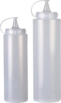 Urban Living Doseerflessen/sausflessen - set 2x - met schenktuit - 700 en 1000 ml