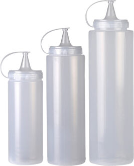 Urban Living Doseerflessen/sausflessen - set 3x - met schenktuit - 400/700/1000 ml