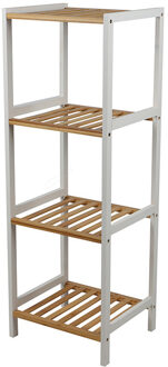 Urban Living Douche/badkamer opberg rekje - bamboe - 4 lagen - 35 x 30 x 100 cm