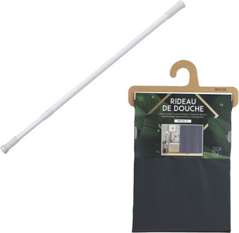 Urban Living Douchegordijn met ringen - antraciet - pvc - 180x200 cm - incl ophangstang uitschuifbaar 70-120 cm