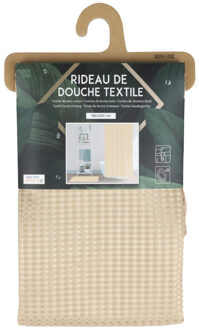 Urban Living Douchegordijn met ringen - beige - polyester - 180 x 200 cm - wasbaar - Douchegordijnen