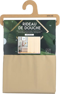 Urban Living Douchegordijn met ringen - beige - pvc - 180 x 200 cm - wasbaar - Douchegordijnen